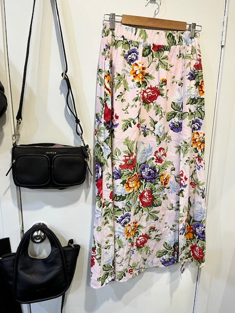 Nunui linen rayon floral skirt size 10