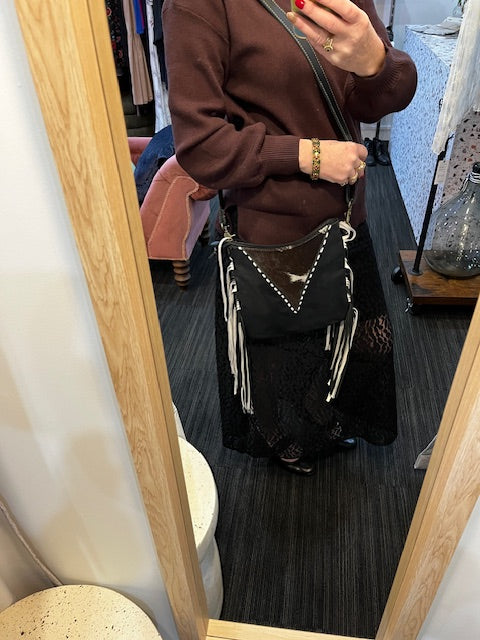 Maya bag tassel leather cow hide