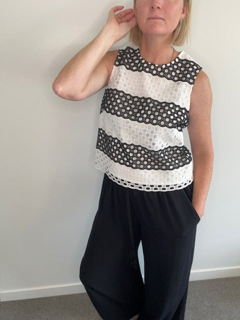 Marcs stripe brocade top