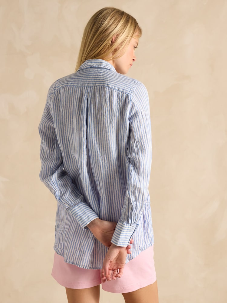 Joules linen blue/white stripe shirt uk14/us10