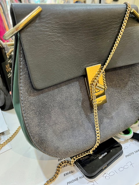 Chloe navy and racing green designer bag