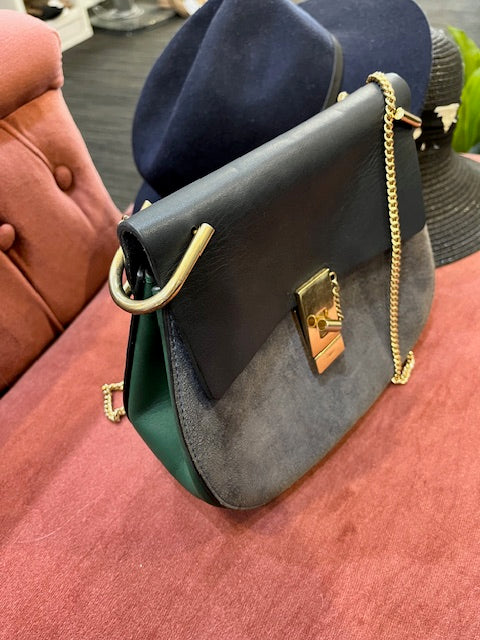 Chloe navy and racing green designer bag