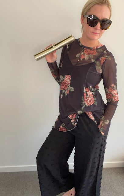 Floral mesh top/8-10