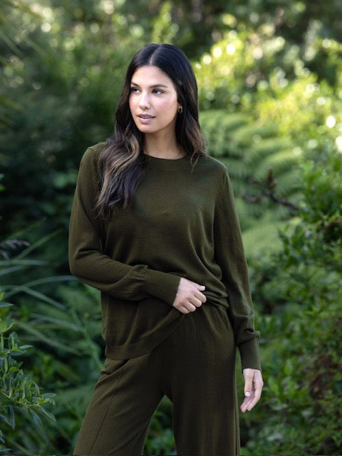 wallace cotton deep green knit small
