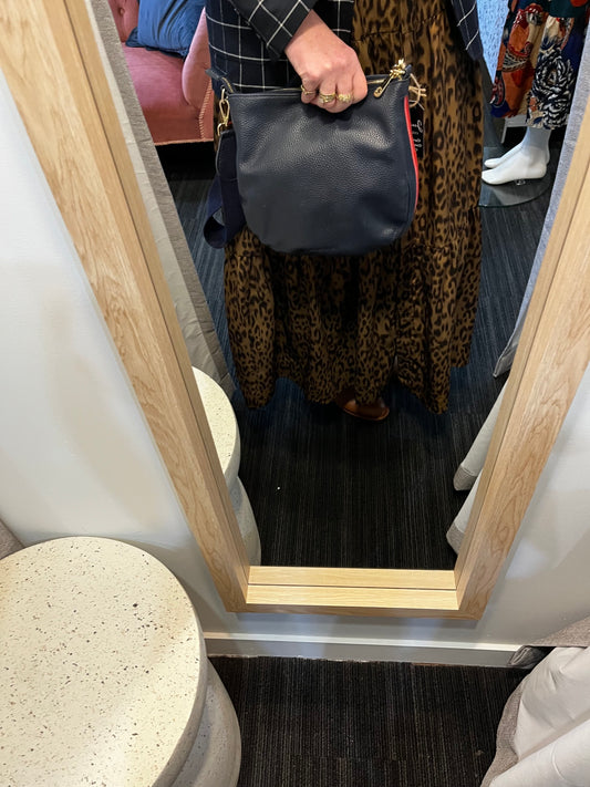 Elivis + King navy leather bag