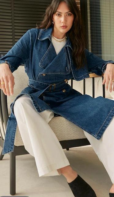 Dricoper denim trench coat med