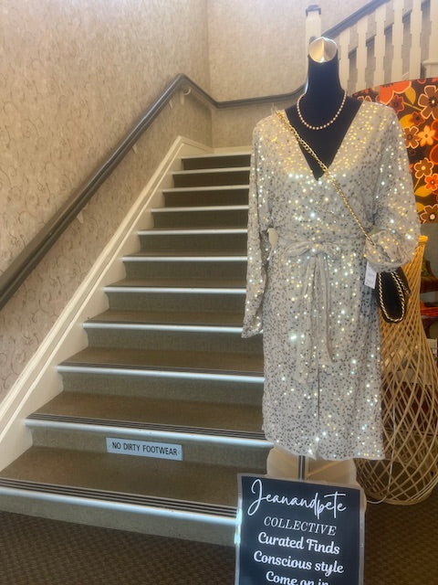 Sequin wrap front dress 12/14