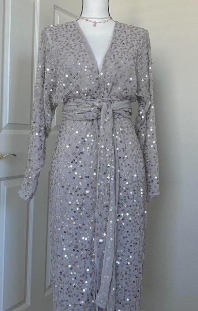 Sequin wrap front dress 12/14
