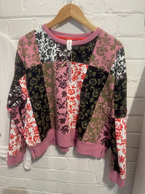 Elm crop patchwork jumper
