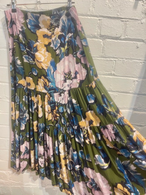 Chalk olive floral maxi skirt 12